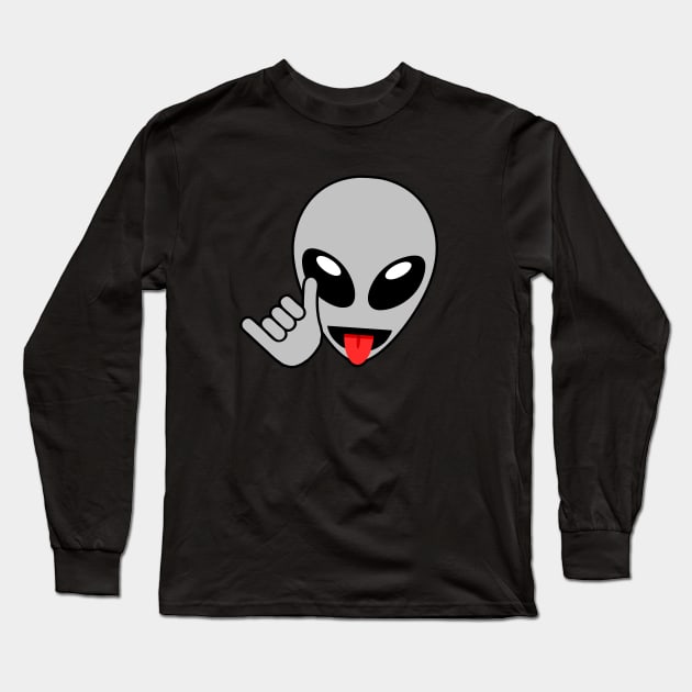 Alien Shaka Hang Loose Long Sleeve T-Shirt by SpaceAlienTees